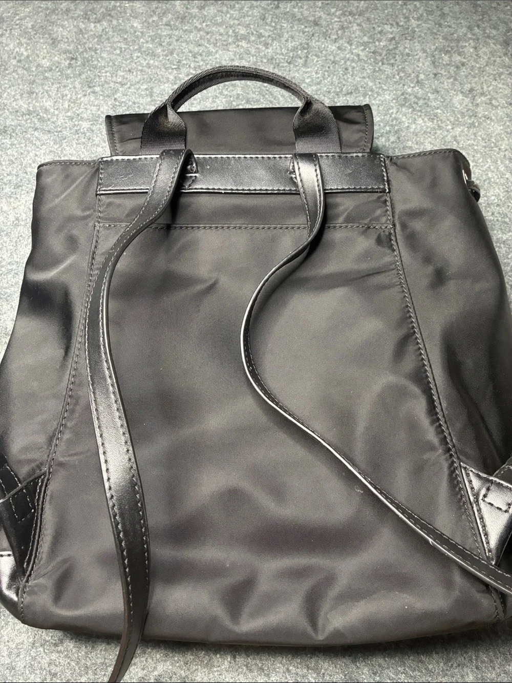 Michael Kors Quinn Black Nylon Backpack Leather Trim Luxury Bookbag